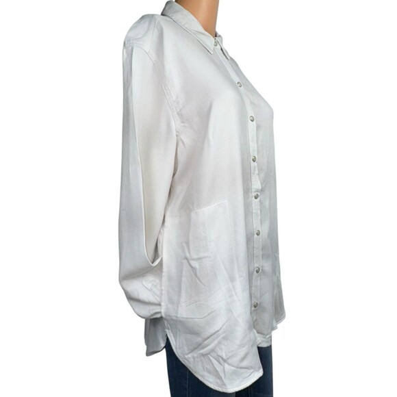 Jachs Girlfriend Womens Large White Soft Plaid Button Up Long Sleeve New - Picture 2 of 8
